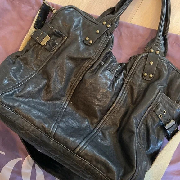 KOOBA  Black Leather Handbag W/Lavender Interior - Picture 4 of 4